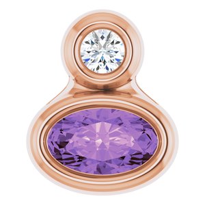 14K Rose Gold 5x3 mm Oval Natural Amethyst & .03 CT Natural Diamond Pendant