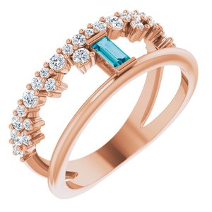 14K Rose Gold Natural London Blue Topaz & 3/8 CTW Natural Diamond Negative Space Ring