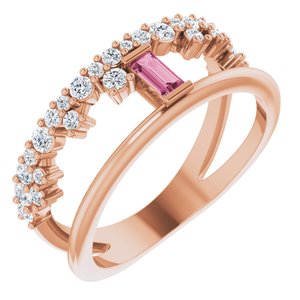 14K Rose Gold Natural Pink Tourmaline & 3/8 CTW Natural Diamond Negative Space Ring
