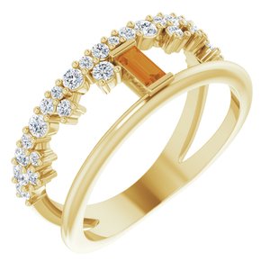 14K Yellow Gold Natural Citrine & 3/8 CTW Natural Diamond Negative Space Ring