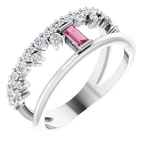 14K White Gold Natural Pink Tourmaline & 3/8 CTW Natural Diamond Negative Space Ring