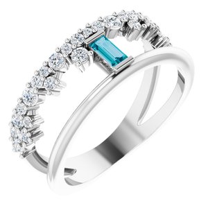 Platinum Natural London Blue Topaz & 3/8 CTW Natural Diamond Negative Space Ring