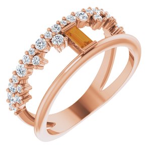 14K Rose Gold Natural Citrine & 3/8 CTW Natural Diamond Negative Space Ring