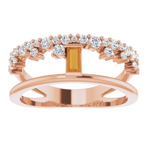 14K Rose Gold Natural Citrine & 3/8 CTW Natural Diamond Negative Space Ring
