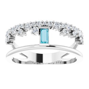 14K White Gold Natural London Blue Topaz & 3/8 CTW Natural Diamond Negative Space Ring