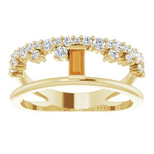 14K Yellow Gold Natural Citrine & 3/8 CTW Natural Diamond Negative Space Ring