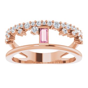 14K Rose Gold Natural Pink Tourmaline & 3/8 CTW Natural Diamond Negative Space Ring