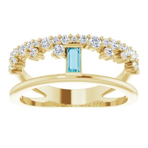 14K Yellow Gold Natural London Blue Topaz & 3/8 CTW Natural Diamond Negative Space Ring