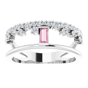 14K White Gold Natural Pink Tourmaline & 3/8 CTW Natural Diamond Negative Space Ring