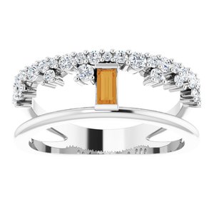 14K White Gold Natural Citrine & 3/8 CTW Natural Diamond Negative Space Ring