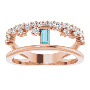 14K Rose Gold Natural London Blue Topaz & 3/8 CTW Natural Diamond Negative Space Ring