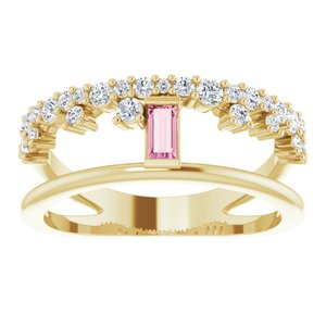14K Yellow Gold Natural Pink Tourmaline & 3/8 CTW Natural Diamond Negative Space Ring