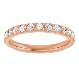 14K Rose Gold 3/4 CTW Natural Diamond French-Set Anniversary Band