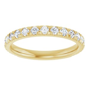 14K Yellow Gold 3/4 CTW Natural Diamond French-Set Anniversary Band