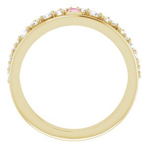 14K Yellow Gold Natural Pink Tourmaline & 3/8 CTW Natural Diamond Negative Space Ring