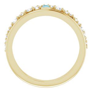 14K Yellow Gold Natural London Blue Topaz & 3/8 CTW Natural Diamond Negative Space Ring