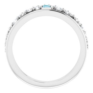 Sterling Silver Natural London Blue Topaz & 3/8 CTW Natural Diamond Negative Space Ring