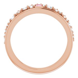 14K Rose Gold Natural Pink Tourmaline & 3/8 CTW Natural Diamond Negative Space Ring