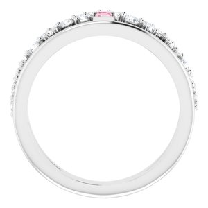 14K White Gold Natural Pink Tourmaline & 3/8 CTW Natural Diamond Negative Space Ring