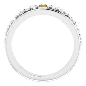 Platinum Natural Citrine & 3/8 CTW Natural Diamond Negative Space Ring