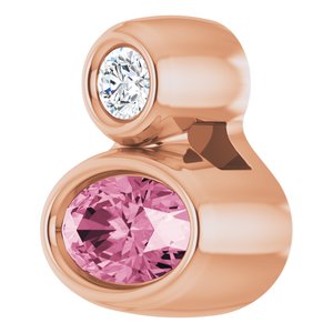 14K Rose Gold 5x3 mm Oval Natural Pink Tourmaline & .03 CT Natural Diamond Pendant