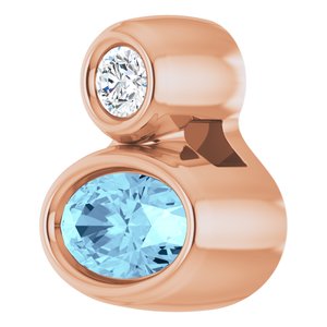 14K Rose Gold 5x3 mm Oval Natural Aquamarine & .03 CT Natural Diamond Pendant