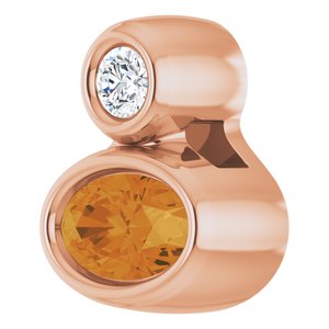 14K Rose Gold 5x3 mm Oval Natural Citrine & .03 CT Natural Diamond Pendant