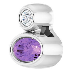 Platinum 5x3 mm Oval Natural Amethyst & .03 CT Natural Diamond Pendant