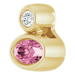 14K Yellow Gold 5x3 mm Oval Natural Pink Tourmaline & .03 CT Natural Diamond Pendant