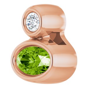 14K Rose Gold 5x3 mm Oval Natural Peridot & .03 CT Natural Diamond Pendant