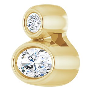 14K Yellow Gold 5x3 mm Oval Natural White Sapphire & .03 CT Natural Diamond Pendant