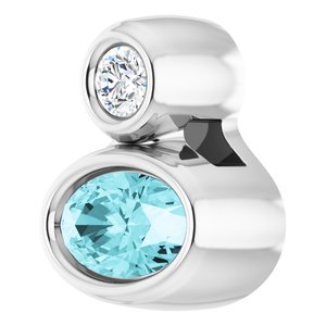 Platinum 5x3 mm Oval Natural Blue Zircon & .03 CT Natural Diamond Pendant