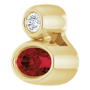14K Yellow Gold 5x3 mm Oval Natural Mozambique Garnet & .03 CT Natural Diamond Pendant