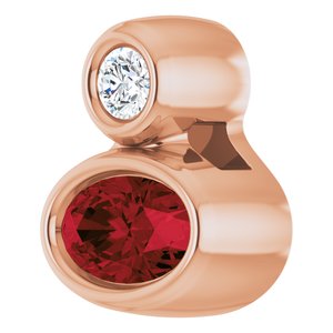 14K Rose Gold 5x3 mm Oval Natural Mozambique Garnet & .03 CT Natural Diamond Pendant