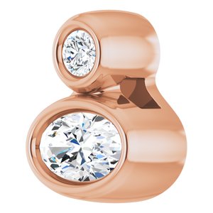 14K Rose Gold 5x3 mm Oval Natural White Sapphire & .03 CT Natural Diamond Pendant