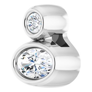 Platinum 5x3 mm Oval Natural White Sapphire & .03 CT Natural Diamond Pendant