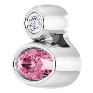 14K White Gold 5x3 mm Oval Natural Pink Tourmaline & .03 CT Natural Diamond Pendant