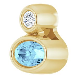 14K Yellow Gold 5x3 mm Oval Natural Aquamarine & .03 CT Natural Diamond Pendant