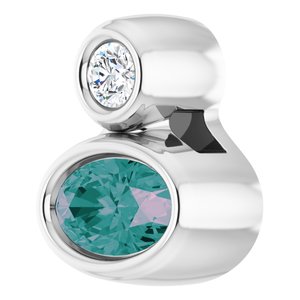 Platinum 5x3 mm Oval Lab-Grown Alexandrite & .03 CT Natural Diamond Pendant