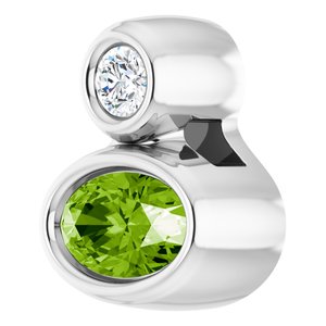 Platinum 5x3 mm Oval Natural Peridot & .03 CT Natural Diamond Pendant
