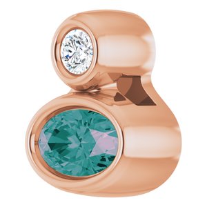 14K Rose Gold 5x3 mm Oval Lab-Grown Alexandrite & .03 CT Natural Diamond Pendant