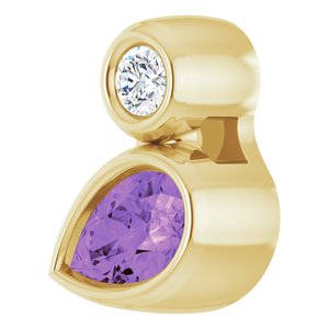 14K Yellow Gold 5x3 mm Pear Natural Amethyst & .03 CT Natural Diamond Pendant