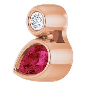 14K Rose Gold 5x3 mm Pear Natural Ruby & .03 CT Natural Diamond Pendant