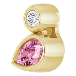 14K Yellow Gold 5x3 mm Pear Natural Pink Tourmaline & .03 CT Natural Diamond Pendant