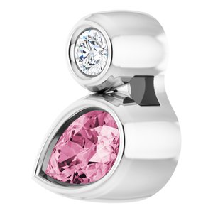 14K White Gold 5x3 mm Pear Natural Pink Tourmaline & .03 CT Natural Diamond Pendant