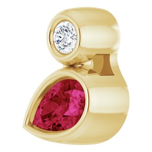 14K Yellow Gold 5x3 mm Pear Lab-Grown Ruby & .03 CT Natural Diamond Pendant