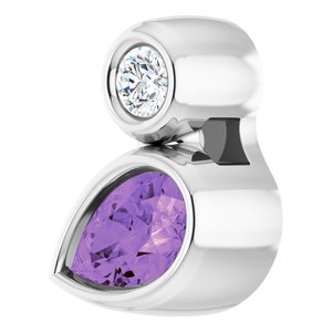 Sterling Silver 5x3 mm Pear Natural Amethyst & .03 CT Natural Diamond Pendant