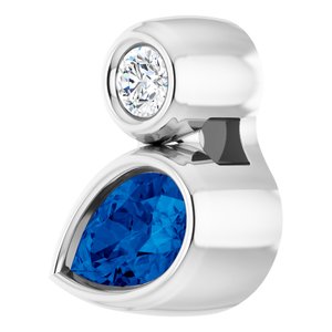 Platinum 5x3 mm Pear Lab-Grown Blue Sapphire & .03 CT Natural Diamond Pendant