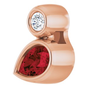 14K Rose Gold 5x3 mm Pear Natural Mozambique Garnet & .03 CT Natural Diamond Pendant
