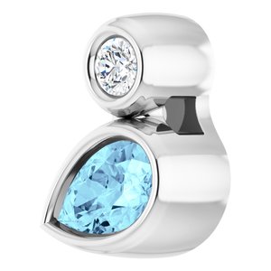 14K White Gold 5x3 mm Pear Natural Aquamarine & .03 CT Natural Diamond Pendant